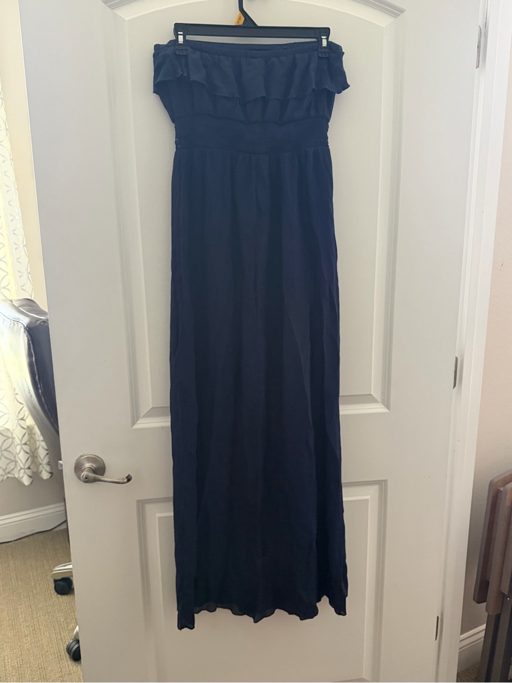 Strapless Ruffle Maxi Dress - Navy - Picture 5 of 6
